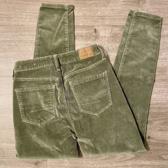 American Eagle Corduroy Pants Stretch Olive Green Size 00 Short - Picture 5 of 6
